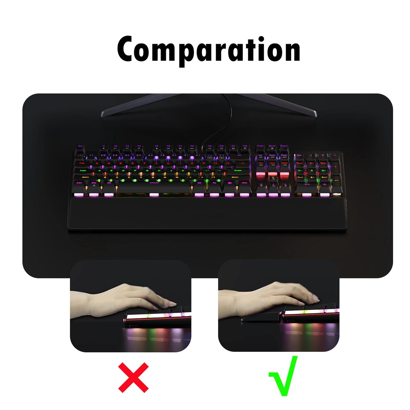 5 Satz PU Tastatur Handgelenkauflage Pad Anti-Rutsch Kissen für Desktop Computer Home 61 Tasten Schwarz