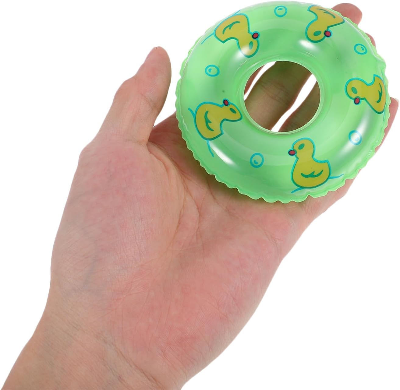 Veemoon 15pcs Mini Inflatable Rings Swimming Pool Toys Kids Swimming Rings Mini Pool Cartoon Print Miniature Home Decorations Dollhouse Ornaments