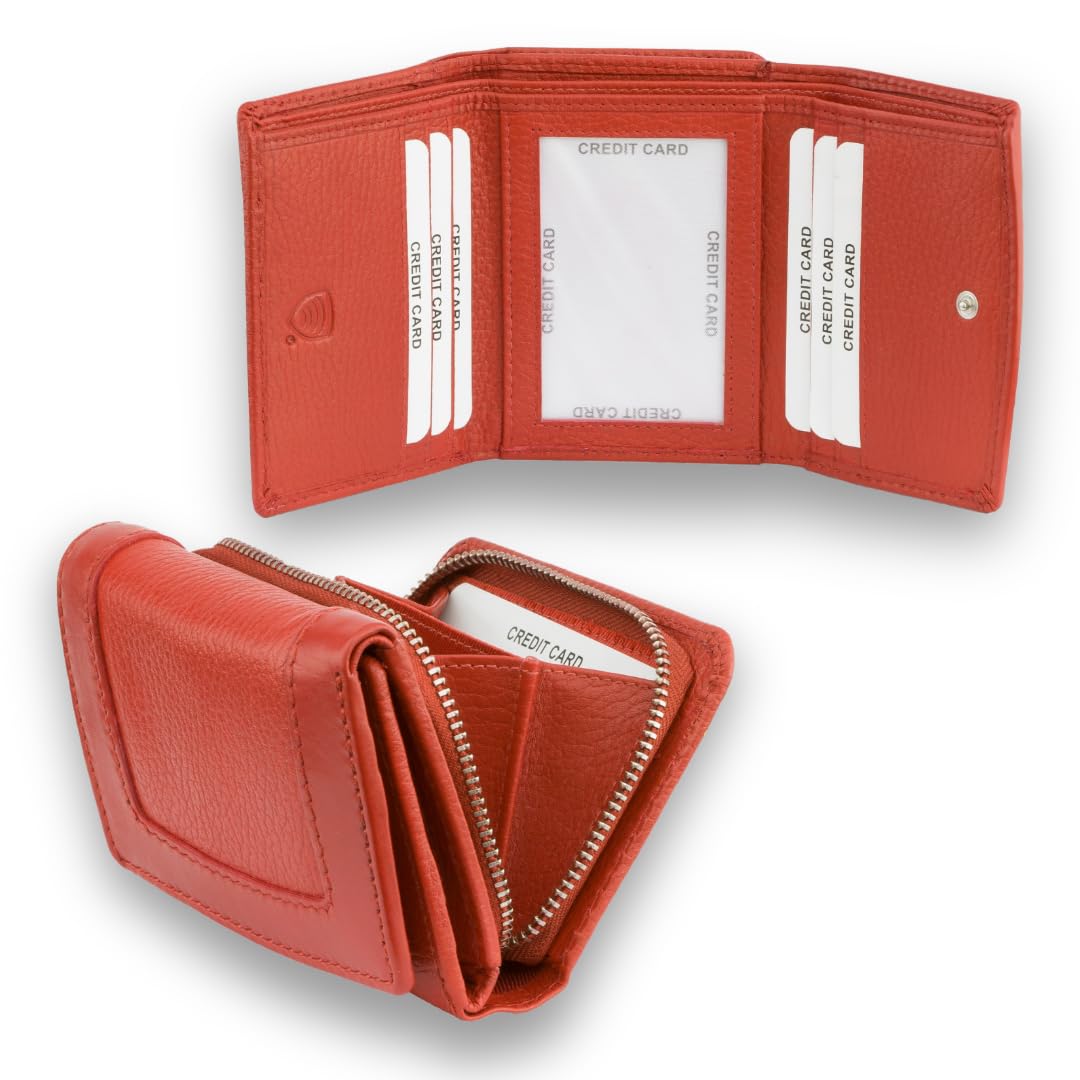 Sponsored Ad – Ladies Purse with TAP&GO Contactless Pocket – Genuine Leather RFID Wallet for Women, Small Womens Wallet with Zipped Coin Pocket, 7 Card Slots, ID Window Card Holder