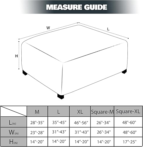 Miniatura 10 de NeColorLife Funda otomana rectangular de gran tamaño, funda elástica para reposapiés, protectores de muebles, lavable, tela jacquard con banda