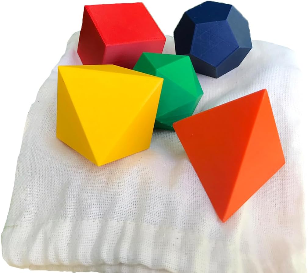 3D Printed Platonic Solids - Cube, Tetrahedron, Octahedron, Dodecahedron, Icosahedron, Pouch Gift