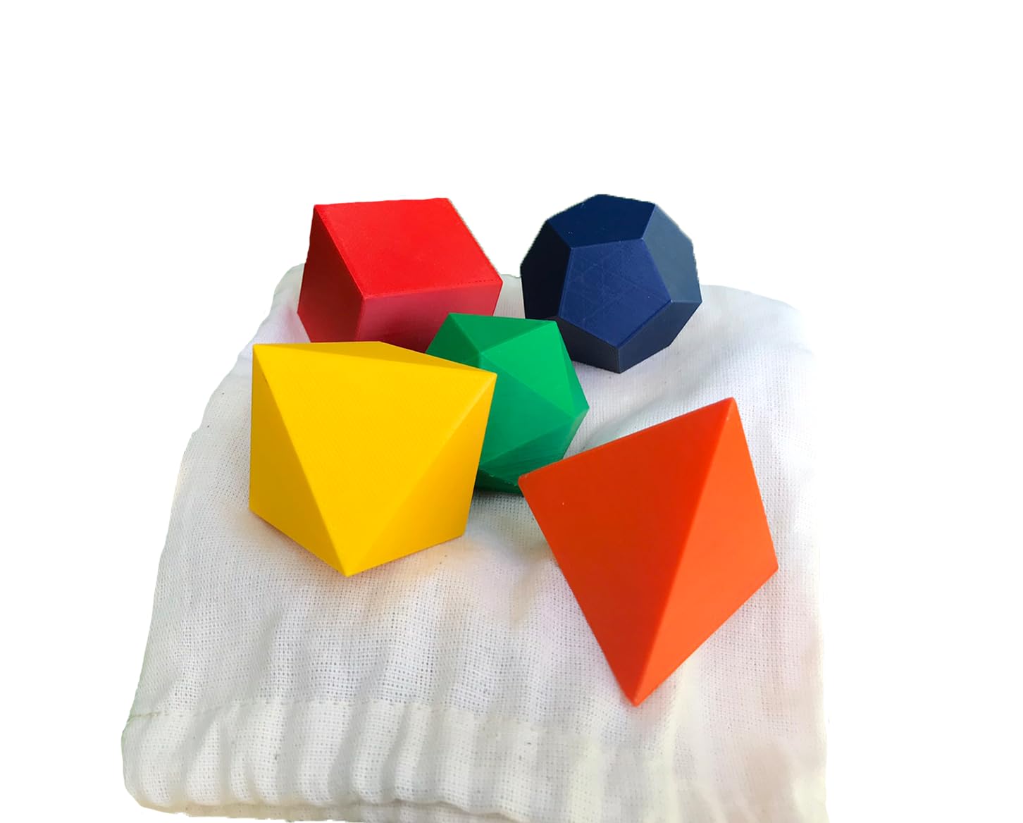 Platonic Solids - Cube, Tetrahedron, Octahedron, Dodecahedron, Icosahedron, Pouch Gift Kits Toy 3d Printed