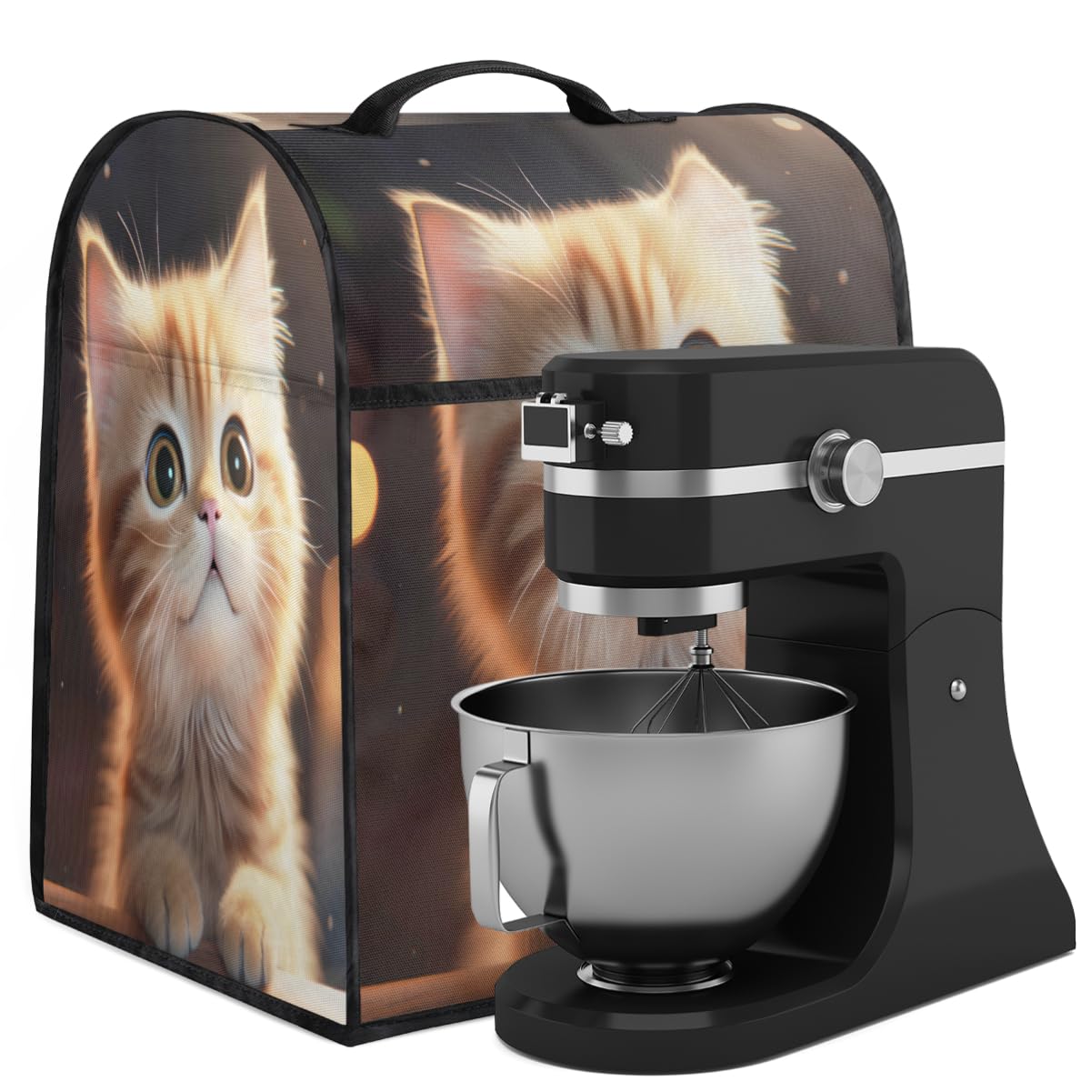 Coffee Maker Cover Cat Cute Animal Kitchen Appliance Covers Small Appliance Covers Blender Cover Juicer Cover Dust Covers for Kitchen Appliances with Top Handle and Pockets,Washable,C108