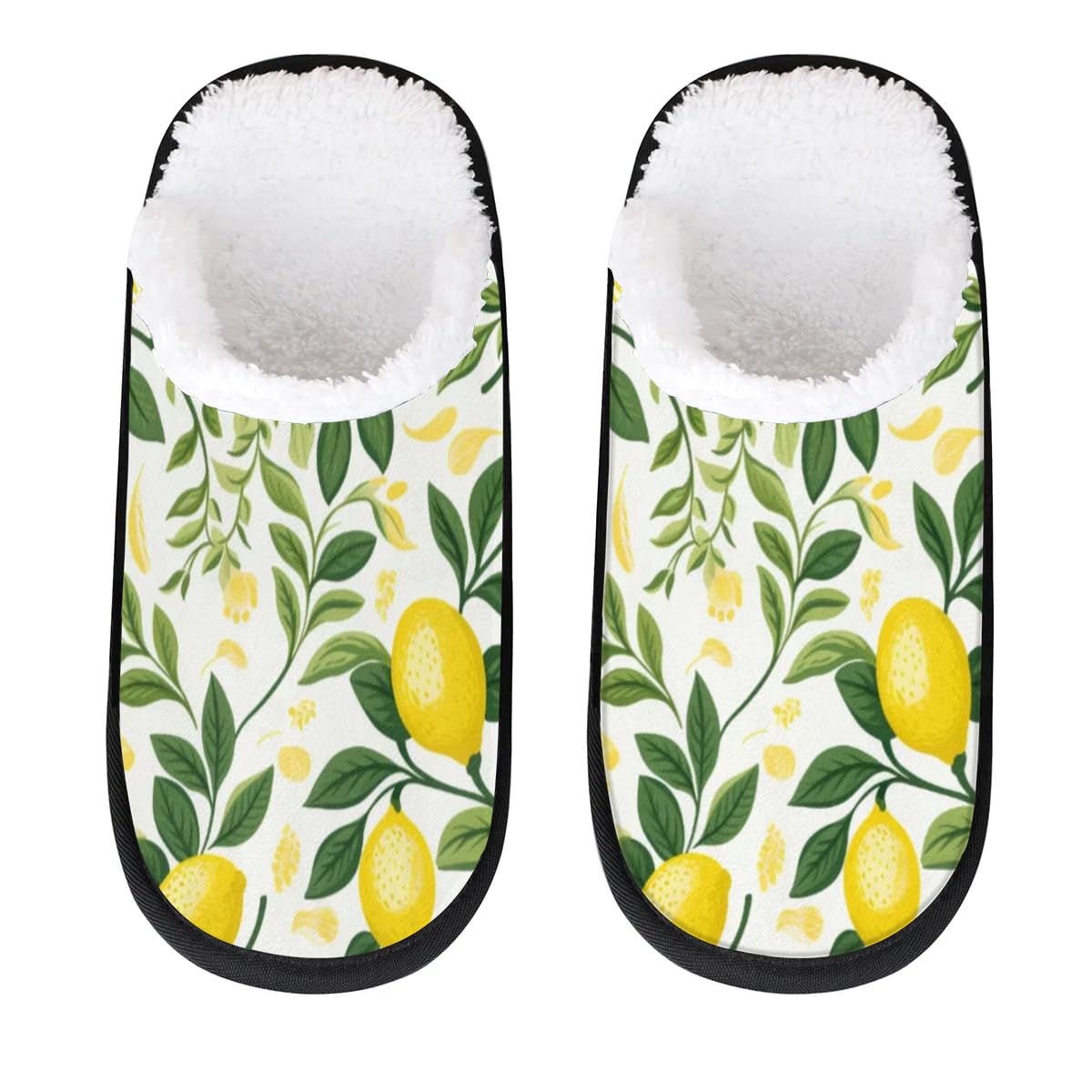 Hsnar Spring Lemon Slippers for Women Soft Non-Slip Indoor Slippers Home Slippers for Bedroom Hotel Travel Spa, L