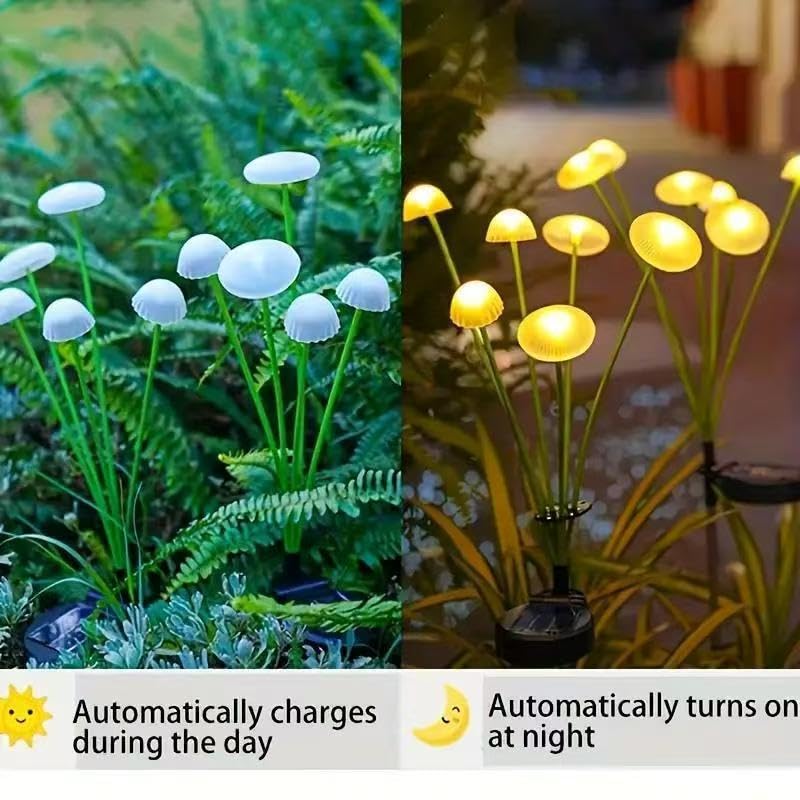 YZYOE 4 Pack 10LED Outdoor Solar Ground Inserted Warm Light Jellyfish Lamps,Waterproof Courtyard Atmosphere Decorative Lights,2 Modes DIY Path Light - Image 3