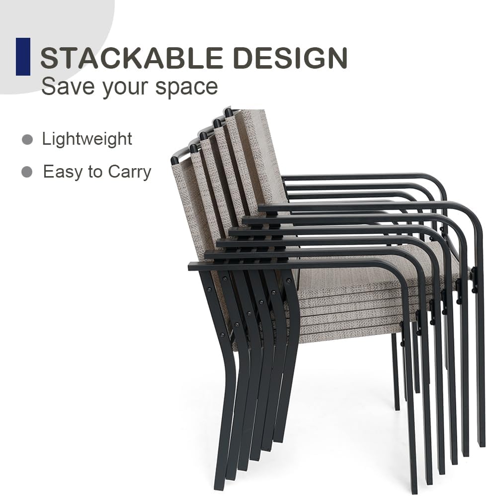 Patio Dining Chairs Set of 4, Outdoor Stackable Dining Furniture Set, All Weather Dining Set for Lawn, Garden, Backyard, Poolside, Red