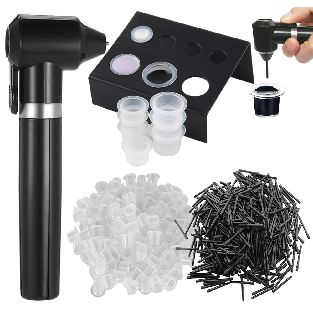 Tattoo Ink Mixer Machine Kit - Romlon Tattoo Pigment Mixer Machine with 100Pcs Mixing Sticks 100Pcs Mixed Tattoo Cups and Stainless Steel Tattoo Ink Cup Holder Stand for Tattoo Supplies