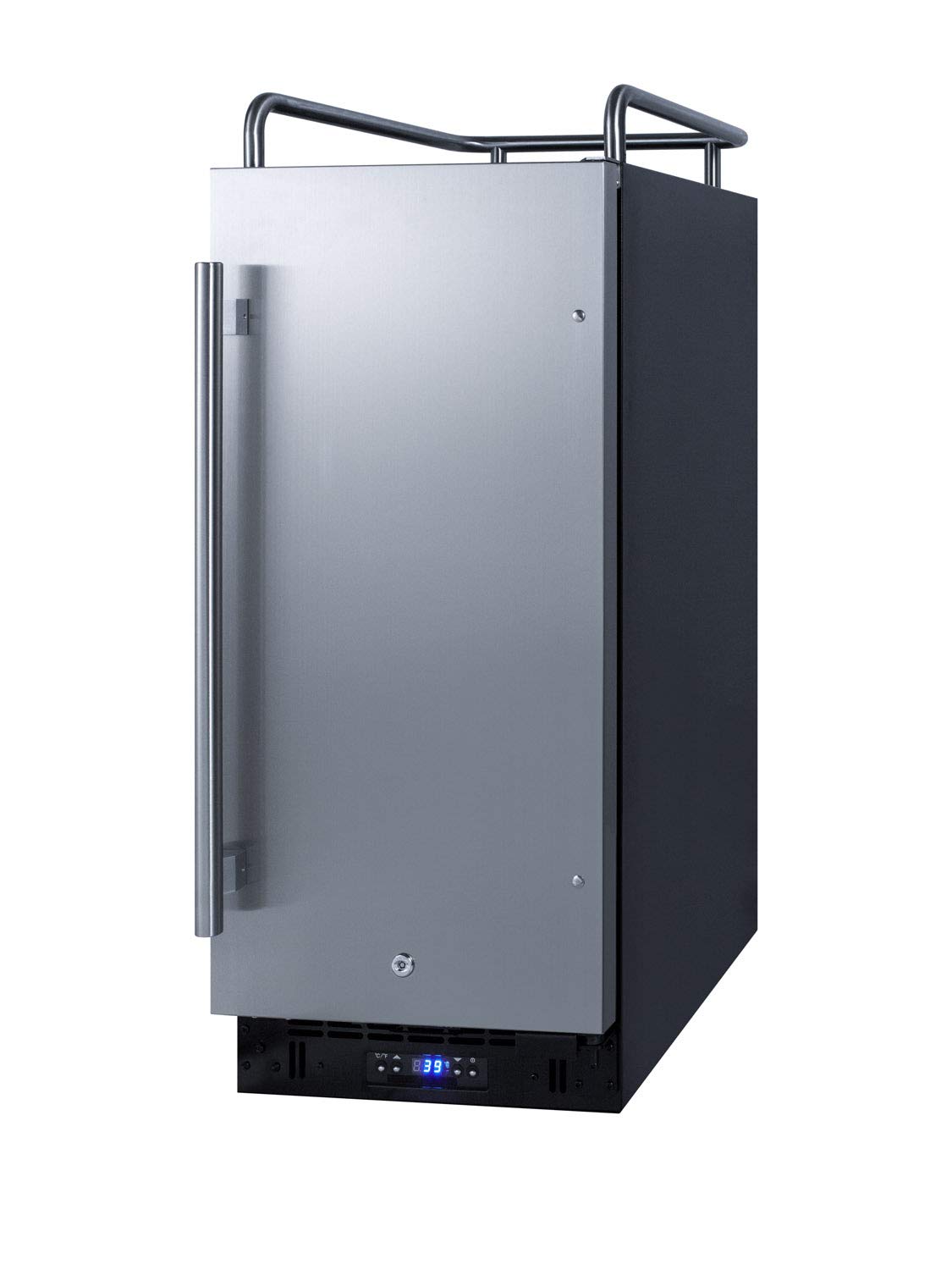 Summit Appliance SBC15NK Built-in 15" Wide Commercially Listed Kegerator with Auto Defrost, Digital Thermostat, Stainless Steel Door, Pro Style Handle, Front Lock, Black Cabinet and Sealed Back on Fridge.com