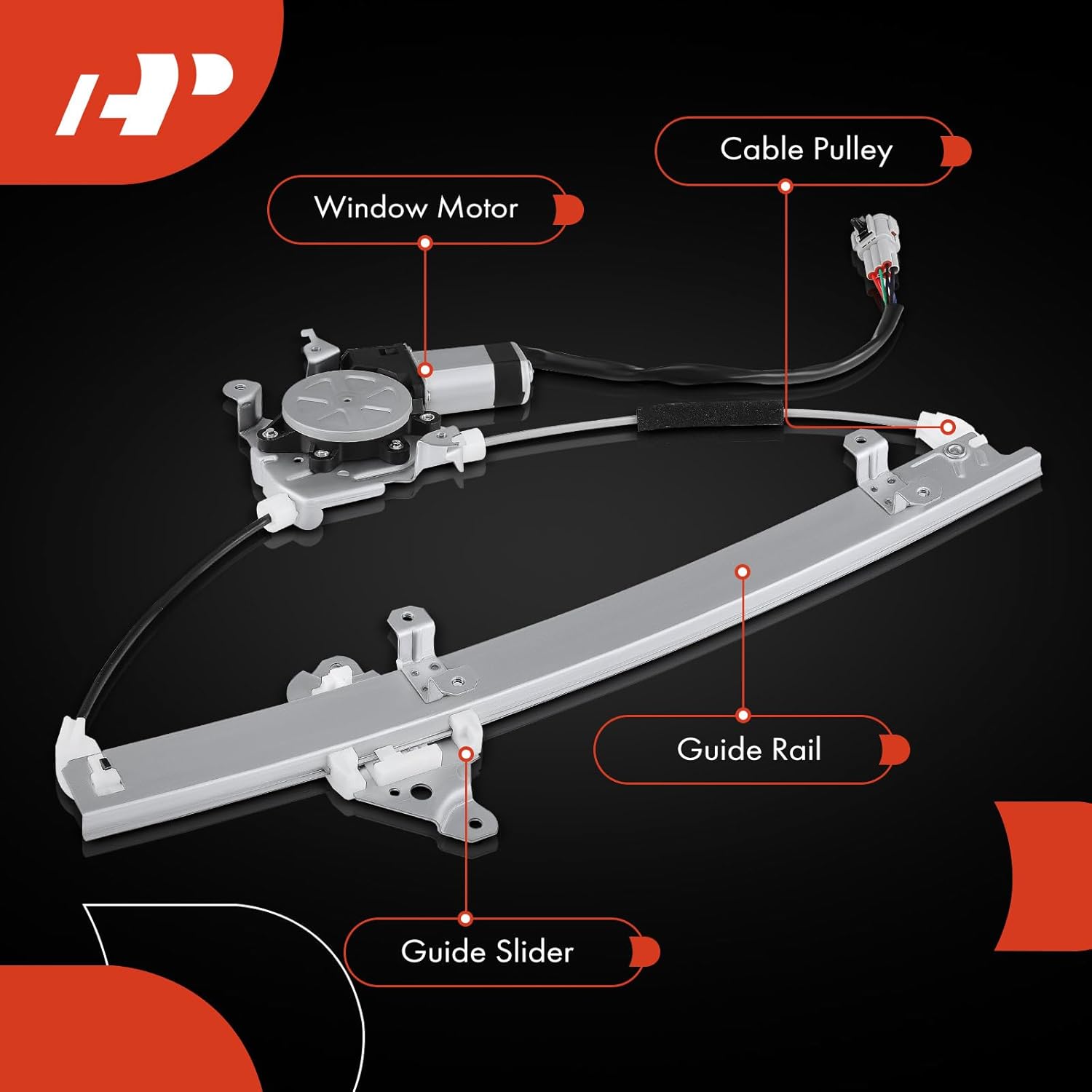 A-Premium Electric Power Window Regulator with Motor Compatible with Nissan Maxima 2002-2003 & Infiniti I30 2000-2001, I35 2002-2004, Front Right Passenger Side
