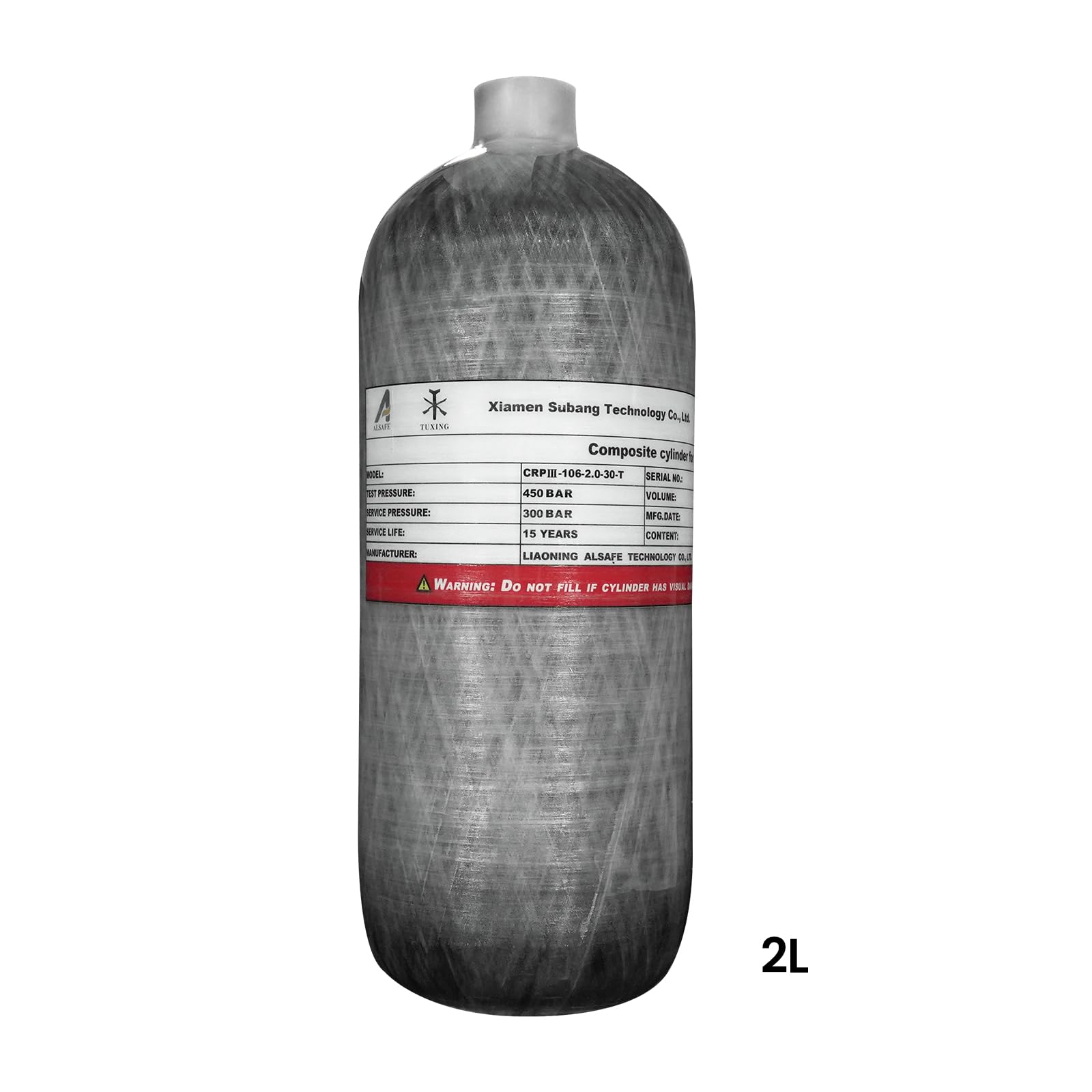 TUXING Tanque de Aire de Fibra de Carbono 30Mpa 300Bar 4500psi 2L