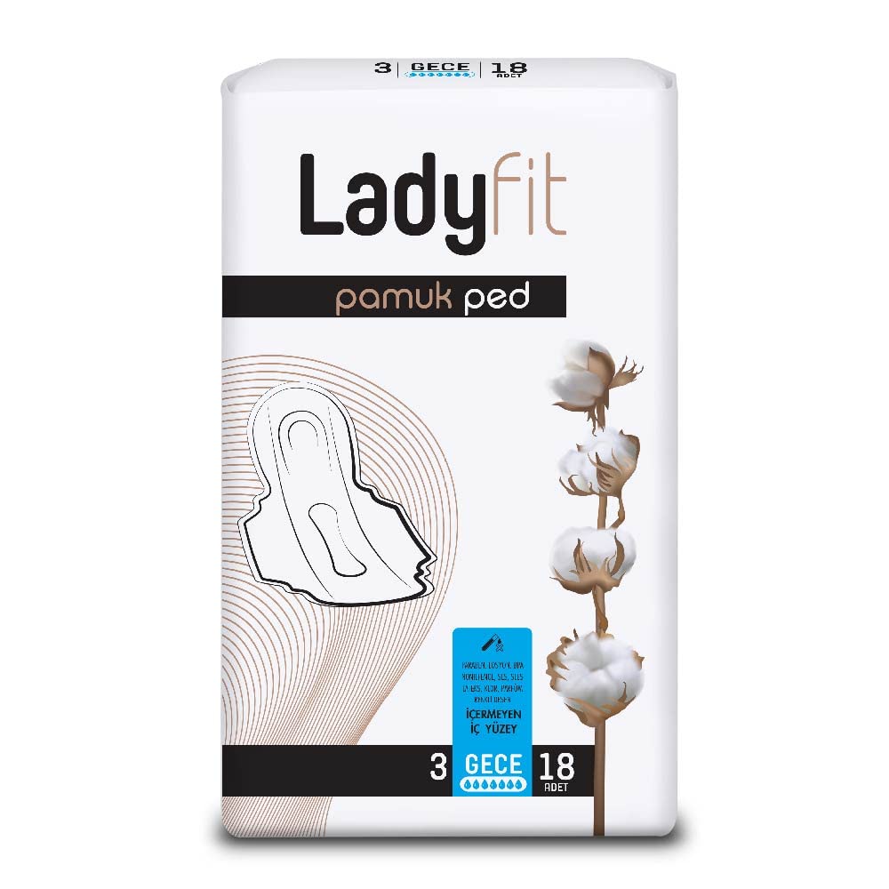 Ladyfit Pamuk Süper Gece 18'li Vegan Ped
