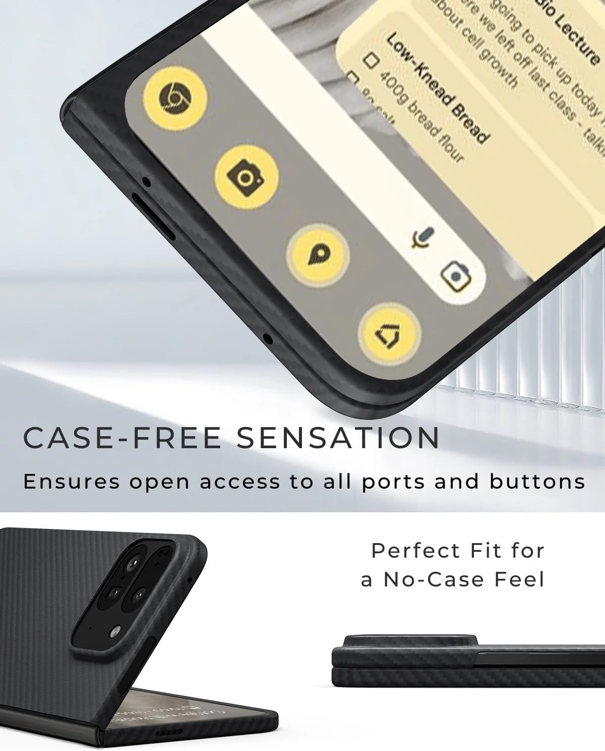 Thinborne Compatible with Pixel 10 Pro Fold Case, [600D Aramid Fiber] [Magnetic] [Ultra Thin] [Minimalist Style] [Carbon Fiber] - Black