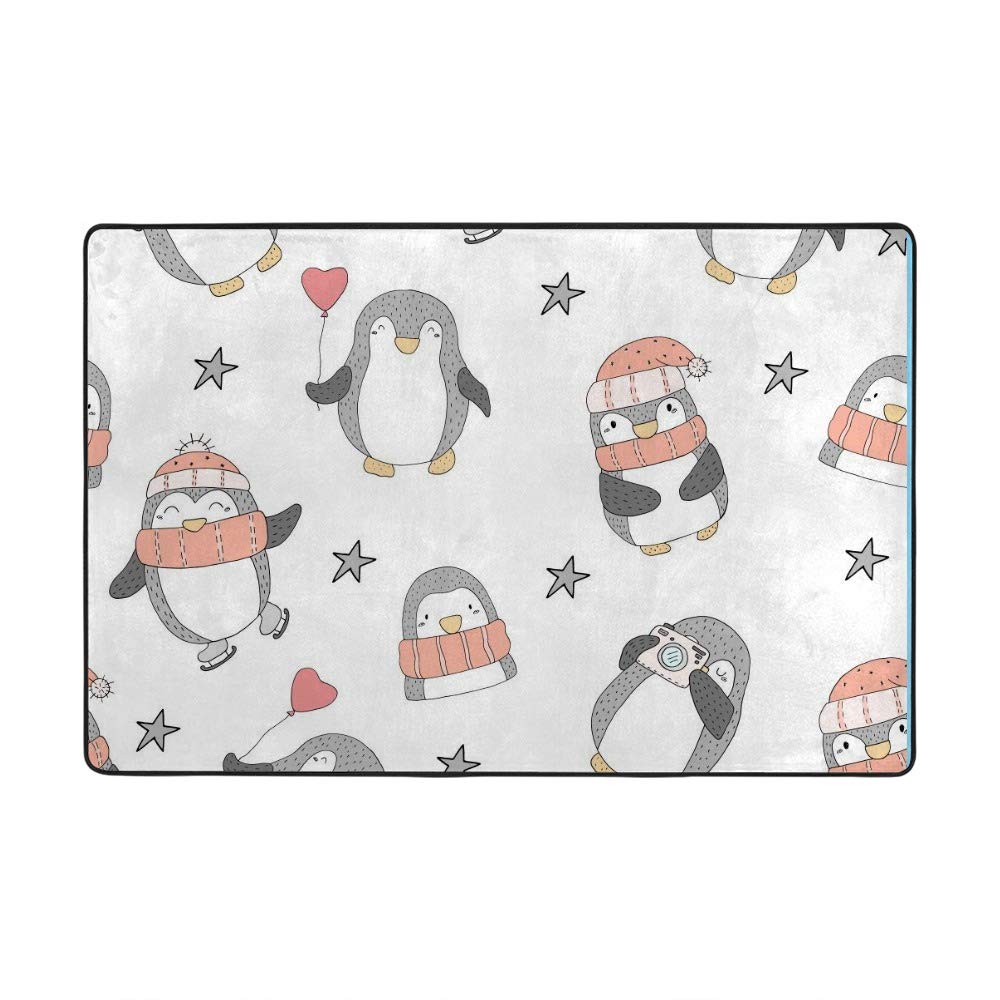 Tapis de maison grand format 72X48Inch motif pingouin en tissu polyester