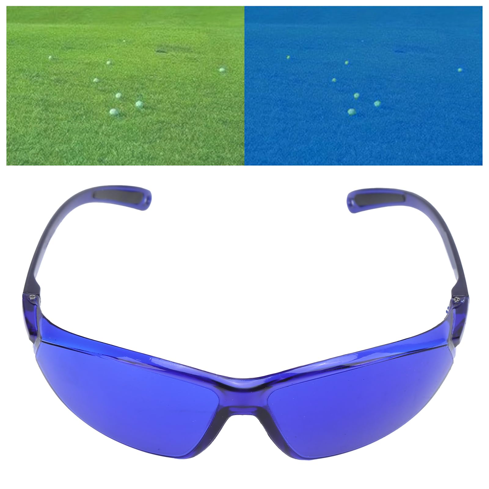 Lunettes de Recherche de Balle de Golf Professionnelles avec Verres Bleus à revêtement Ultraviolet, Monture Mate et Tissu de Verre pour la Protection des Yeux,