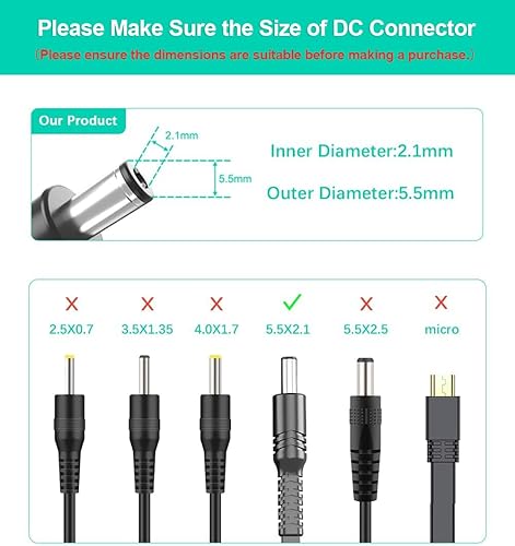 Miniatura 9 de Itramax Cable de extensión de 12 V CC de 10 pies (paquete de 2), DC 0.083 in x 0.217 in, adaptador de fuente de alimentación 5521, cable extensor