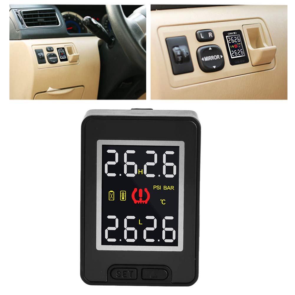 Kit de Receptor TPMS del Automóvil DC 8V-16V Sistema de Monitoreo de Presión de Neumáticos de Coche con 4 Sensores Internos