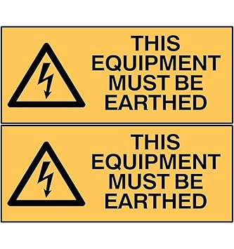 CVANU This Equipment Must Be Earthed Safety Sign Sticker Self Adhesive PVC Vinyl (Pack of 4)