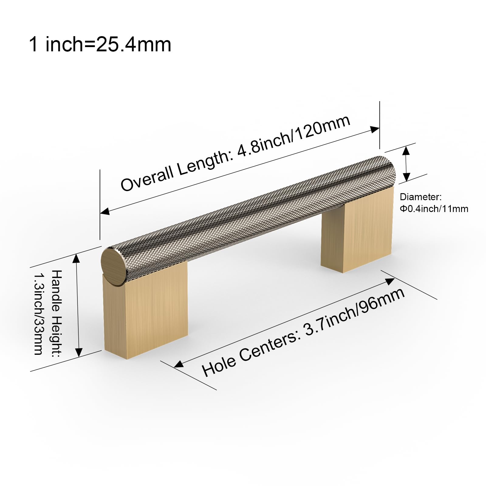 FURNIWARE 10 Pack Knruled Cabinet Handles, 96mm (3.75 Inch) Hole Center Shiny Antique Brass - Image 4