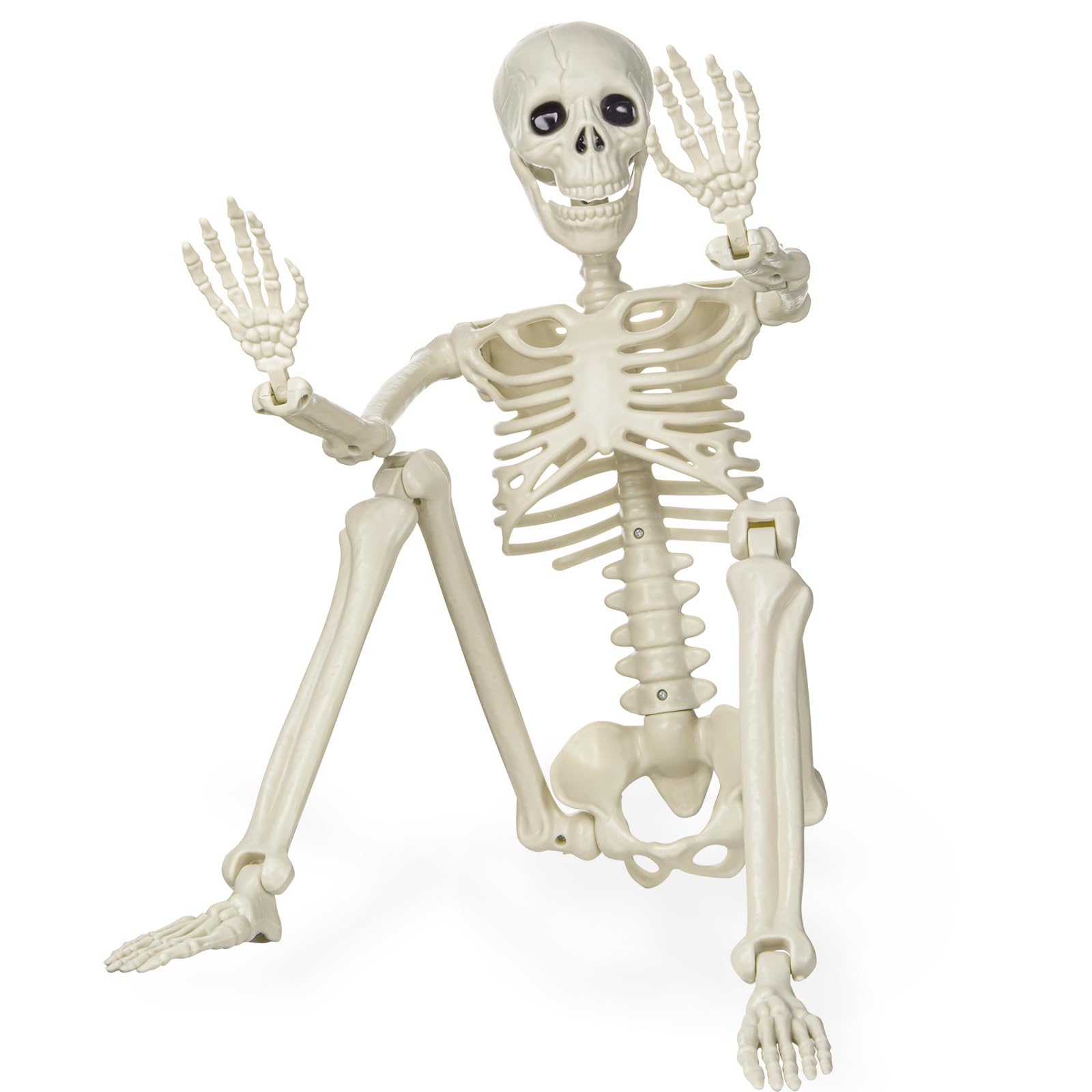 XONOR Scheletro di Halloween realistico in plastica umana da 91 cm, con giunti mobili, per decorazioni di oggetti di scena per casa infestata