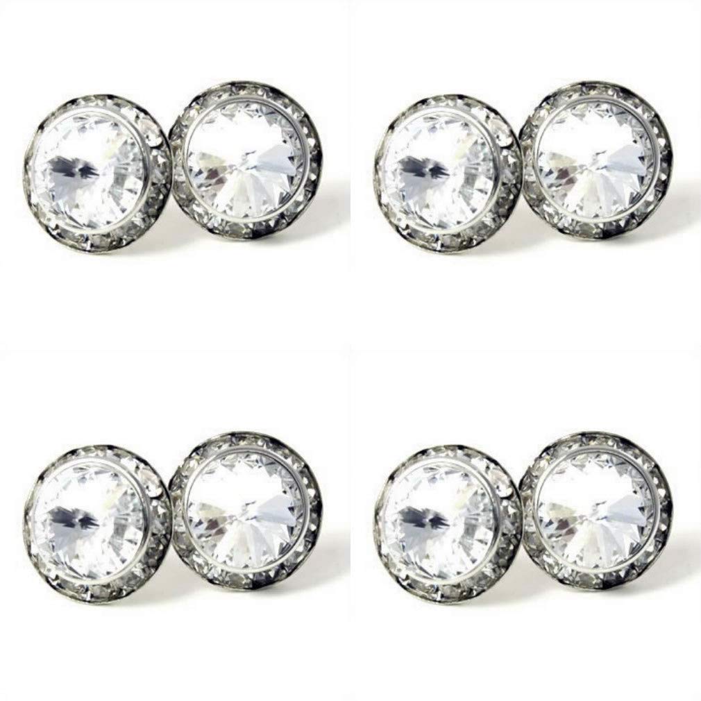 4 Pairs 20mm Round Shaped Acrylic Stone Post Earrings for Womens Wedding Dance Costume Casual Wear Stage Jewelry
