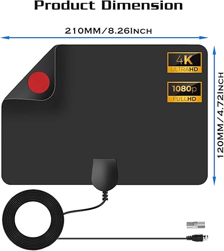 Vista 7 de Antena de TV para interiores, antena de TV digital 2026 para canales locales, antena HDTV para TV sin cable para TV inteligente/antigua Recepción