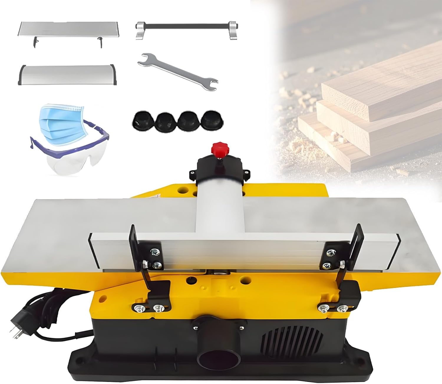 Electric Benchtop Wood Planer,1800W Benchtop Planer,12000 RPM/min, Adjustable 0-3MM Cutting Depth, for Wood Cutting Planer