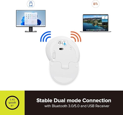 Miniatura 7 de DeLUX Ratón inalámbrico ergonómico recargable silencioso, 1600 DPI, reduce el dolor de mano y muñeca, mouse vertical con receptor USB y BT 5.0, 6
