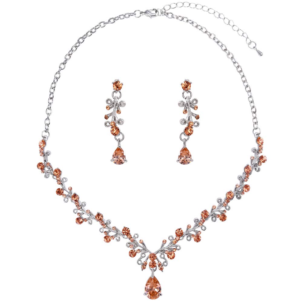 LILIE&WHITEClear Crystal and Cubic Zircon Necklace and Earrings Jewelry Set for Women Wedding Accessories