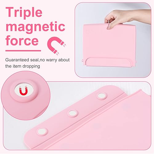 Miniatura 4 de Whisary Bolsa de maquillaje de silicona con soporte para brochas de maquillaje de viaje, bolsa de cosméticos de moda para mujeres, rosado (pink-3),