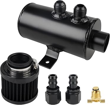 750ML 10AN Baffled Oil Catch Can with Drain Valve Bundle,Aluminum Polish Baffled Reservoir Tank