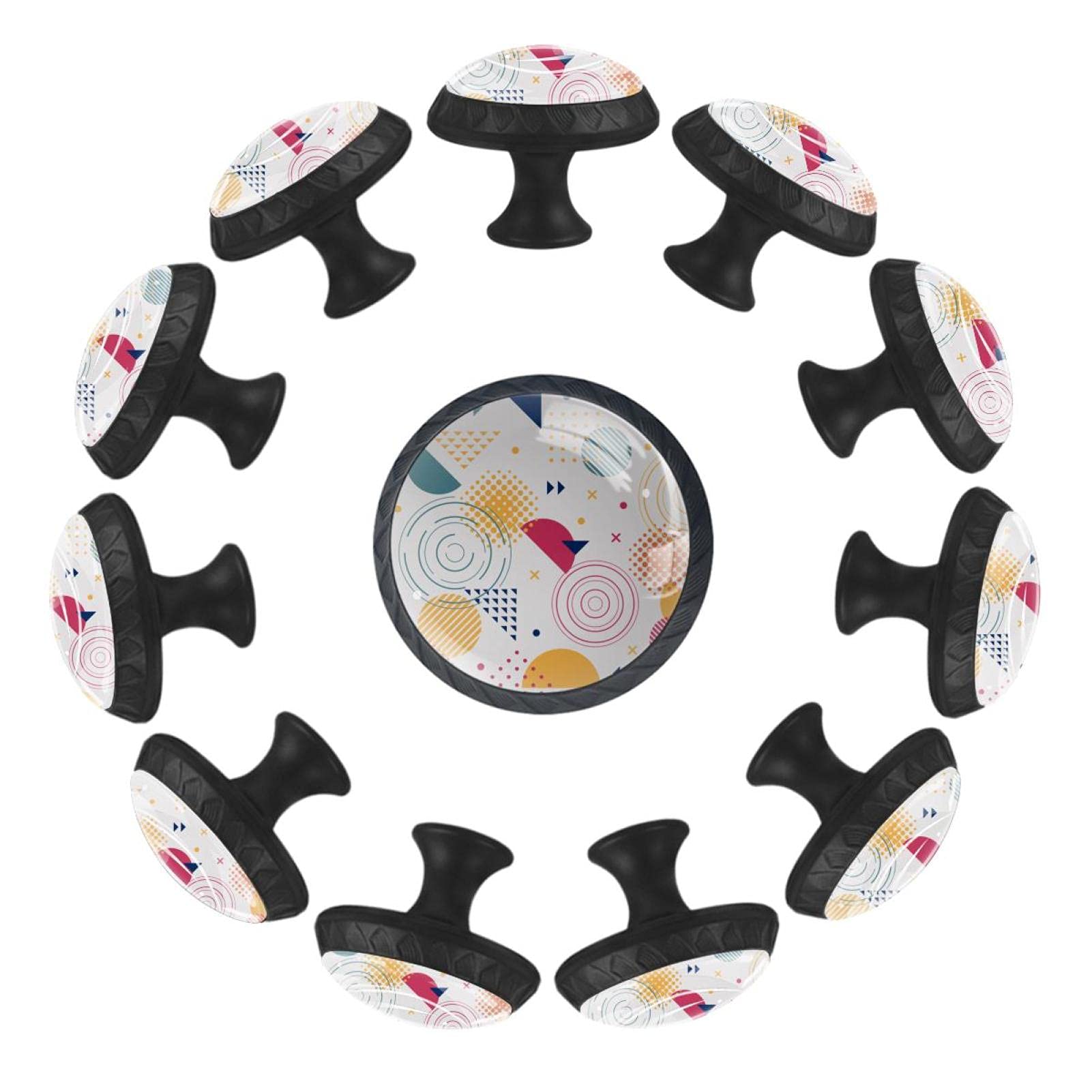 Boutons de tiroir Memphis ronds 35 mm multicolores pour meuble et commode