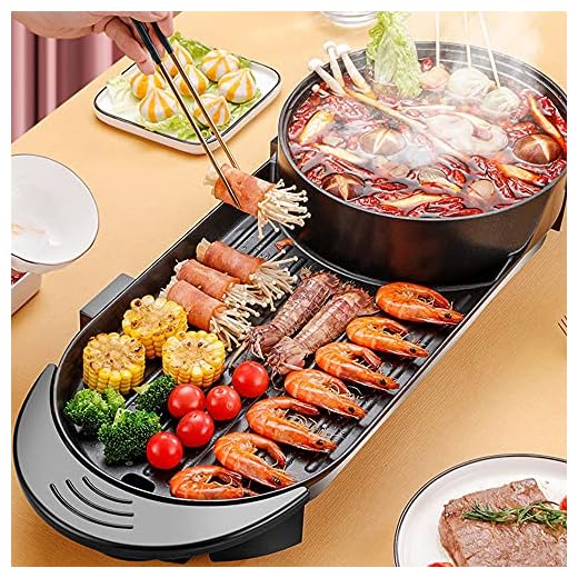 SEAAN Electric Hot Pot Indoor Korean BBQ Grill Shabu Shabu Pot with Divider, Non-Stick Pan,Separate Dual Temperature Control, 1-8 People Gathering, Upgraded Version, 110V