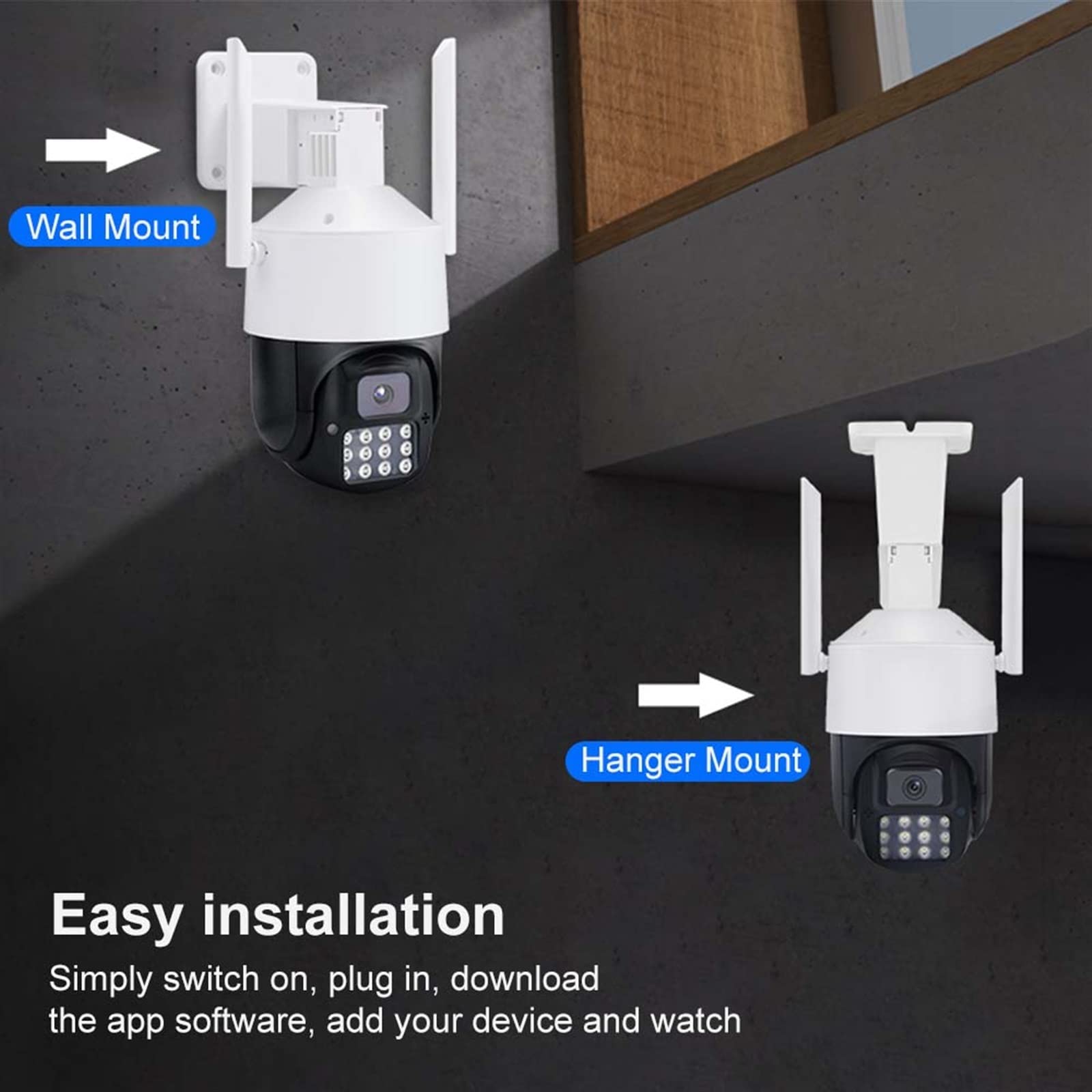Kamera bezpieczeństwa, Kamera bezpieczeństwa IP Zewnętrzny 4-krotny zoom cyfrowy 5MP HD CCTV Nadzór Cam Monitor Wykrywanie ruchu Kolor Noktowizor H.265(5MP Add 64GB Card)