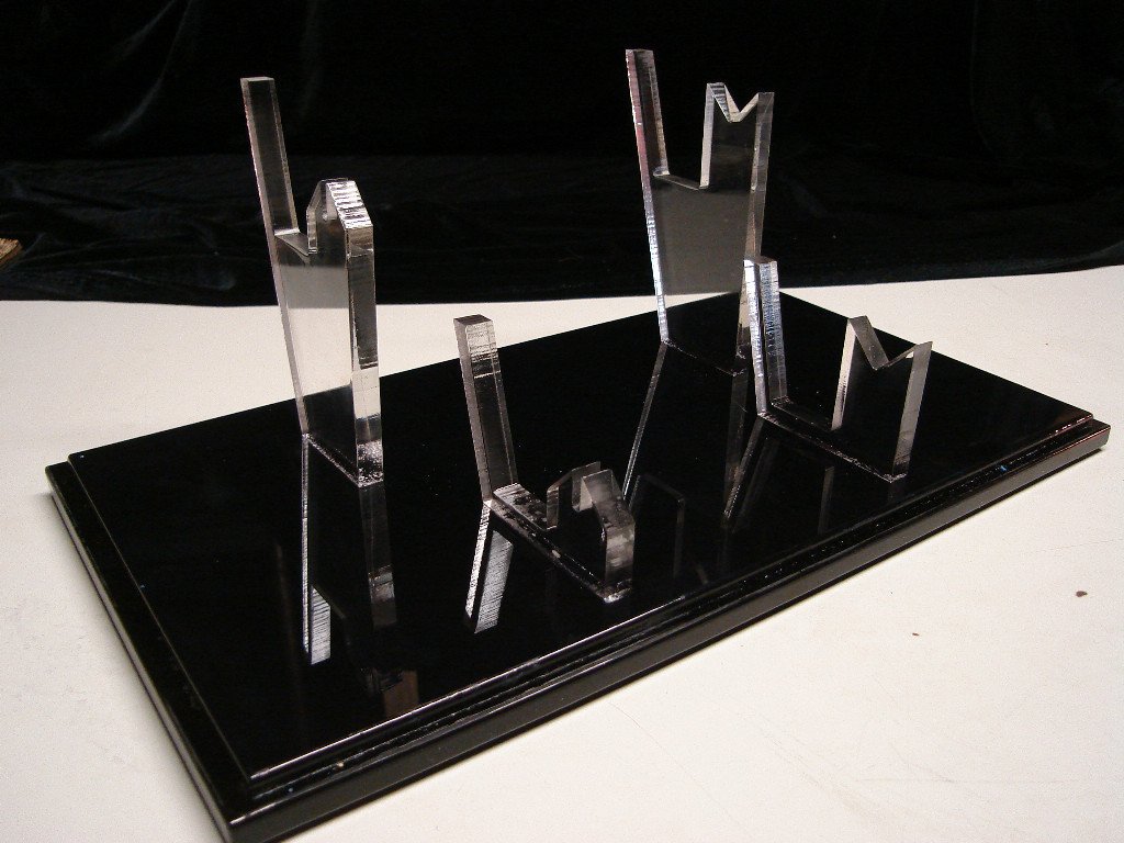 Double Knife Display Case with Sheath Holder 14in Stand Fits Custom Work and Randall Knives