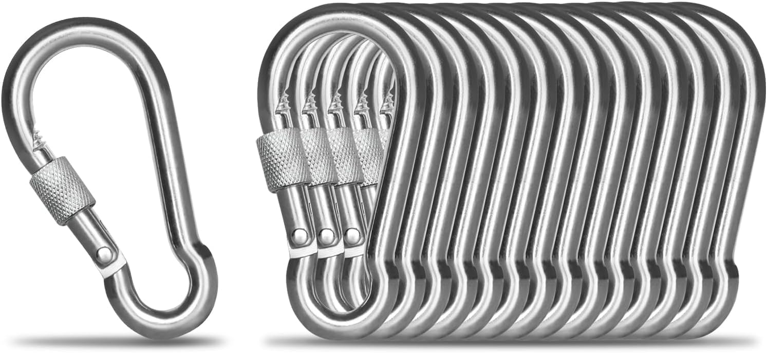 GYMRAT™ M8x80mm Multipurpose Snaphook/Carabiner Hook with Screw, Heavy Duty Hook, Hook Swing Connector, Gym Cable Attachment