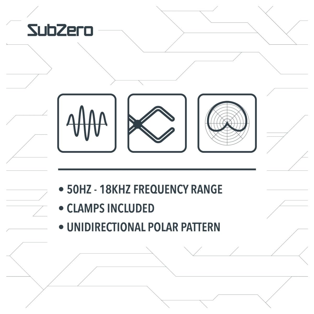 SUBZERO Komplettes 5-teiliges Schlagzeug-Mikrofonpaket mit Ständern und Kabeln
