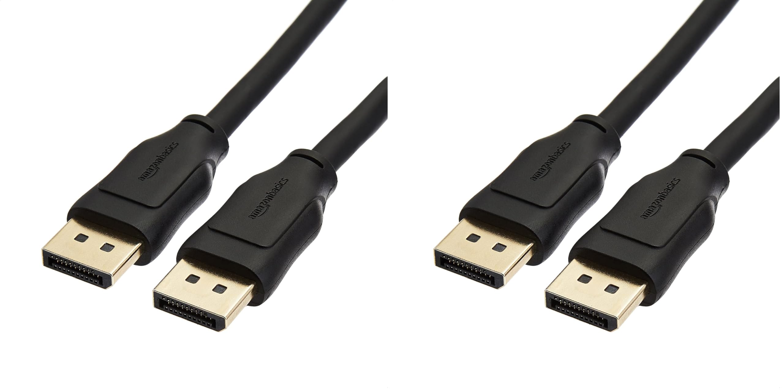 Amazon Basics DisplayPort 1.4 Cable, 32.4Gbps High-Speed, 8K@60Hz, 4K@120Hz, Dynamic HDR and 3D, Gold-Plated Plugs, HBR3 Compatible, 6 Foot, Black (Pack of 2)