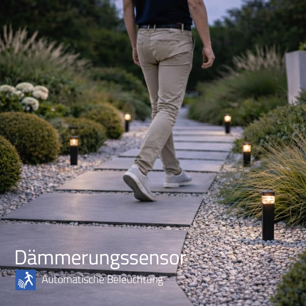 RexTech Solar Wegeleuchten Condor 8er-Set, Erdspieß, 3000K | 12 Lumen, Dämmerungssensor, bis zu 6 Stunden Laufzeit, für Wege, Beete und Rasen