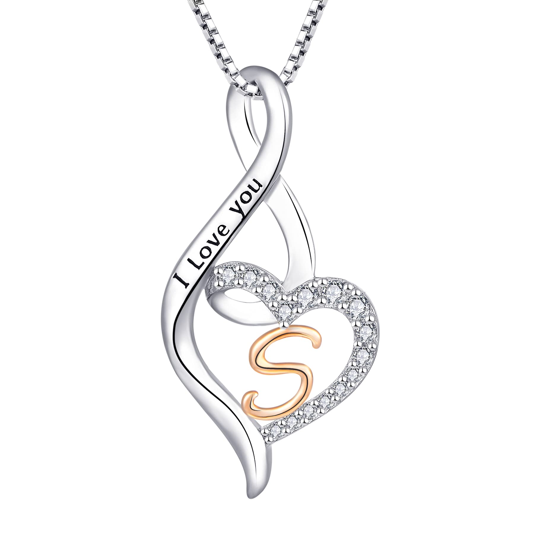 STARCHENIE Initial Letter Necklace for Women Sterling Silver Heart Infinity Alphabet Letter Pendant Necklace