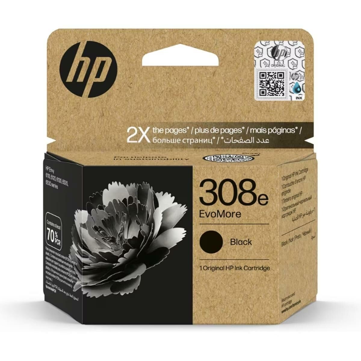 HP Oryginalny wkład atramentowy z serii 6110, 6120, 6130, 6520, 6530, nr 308E, czarny (1 sztuka) - marka EAN: 0196786390579