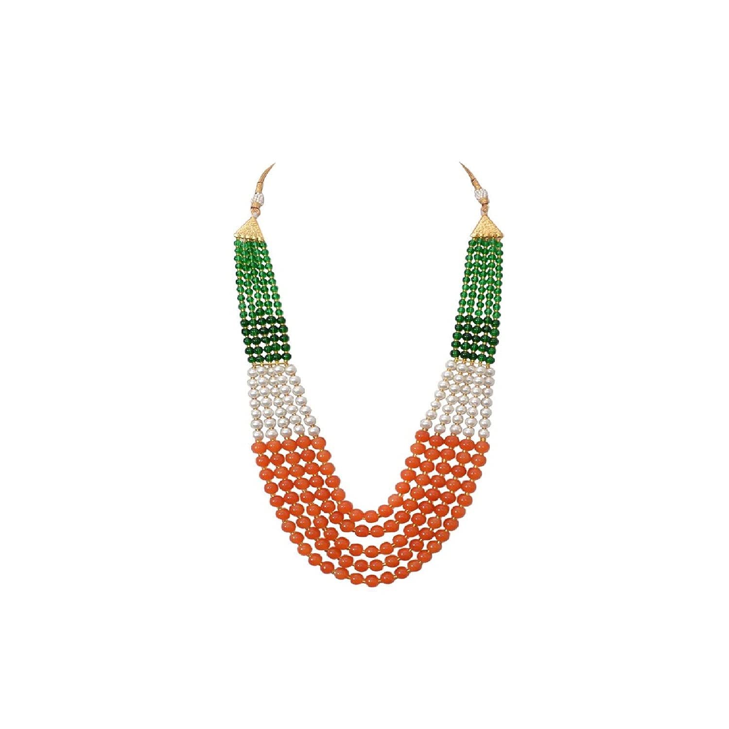 A V FASHION India - Traditional Tricolour Green/White/Orange Multi Layered Necklace for Women and Girls Fashion Jewellery (Same as shown in image) (B0BRPN97C8) Amazon Price History, Amazon Price Tracker