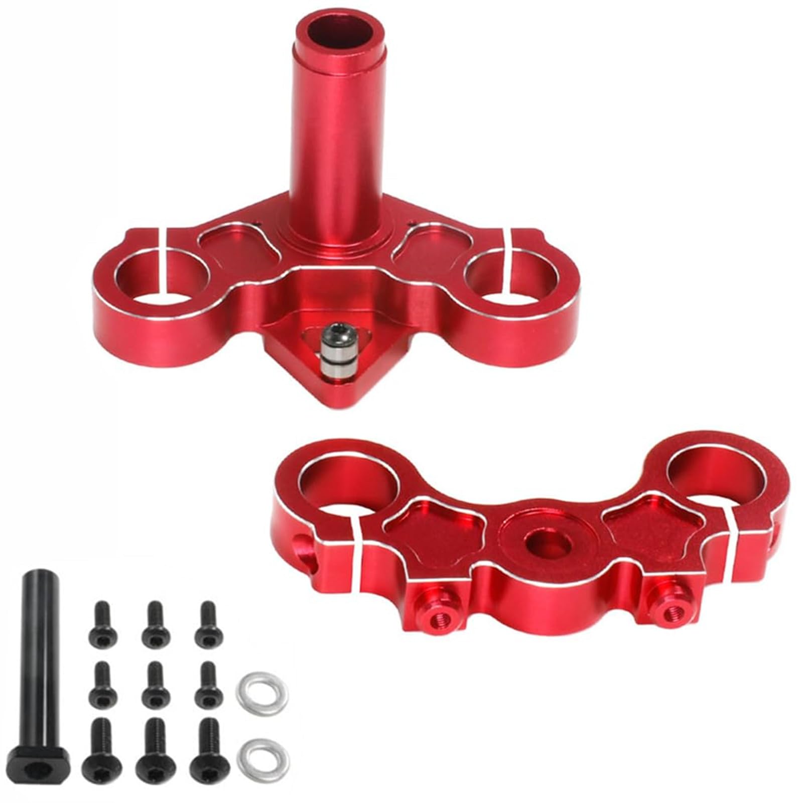 UURCSKY Aluminum RC Triple Clamp Set Upgrades Parts for 1/4 LOSI Promoto-MX Motorcycle RTR Dirt Bike ?Replace # LOS264004 (Red)