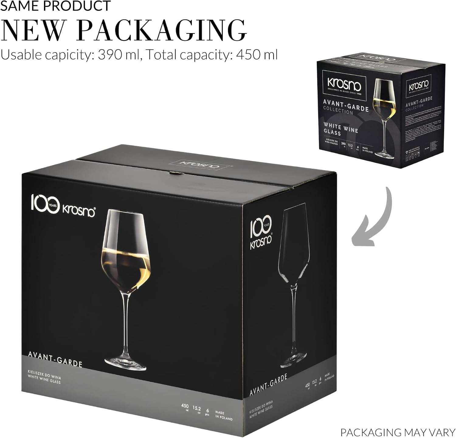 Krosno Weißwein- und Champagnergläser 12er Set, 6x 450 ml and 6x 240 ml | Champagnerschale und Große Weißweingläser – Elegantes Kristallglas – Ideal für Zuhause, Restaurants und Partys