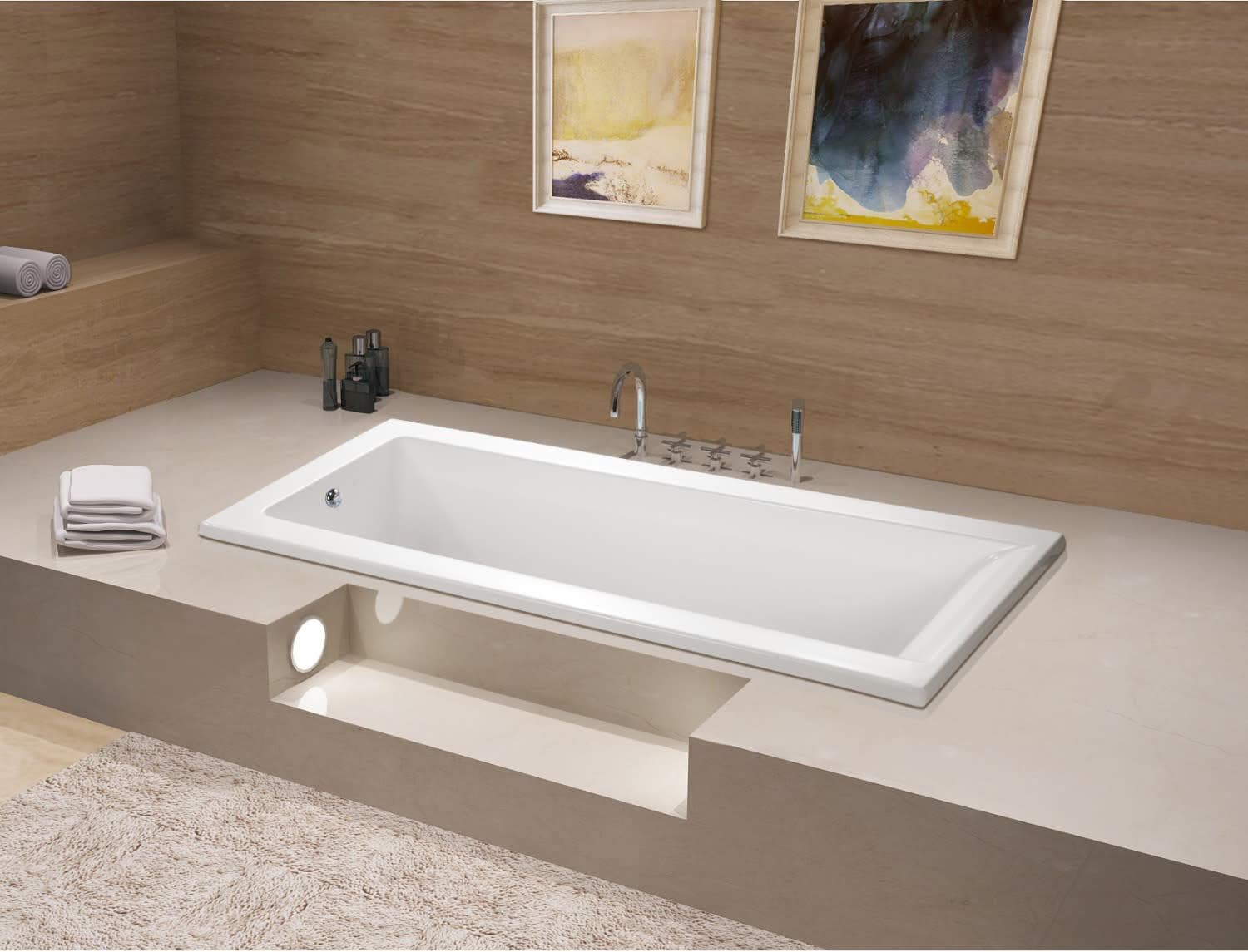 Kingston Brass XVTPN672817 Drop In Acrylic Tub with Reversible Drain, 66-3/4" x 27-9/16" x 17-11/16", White
