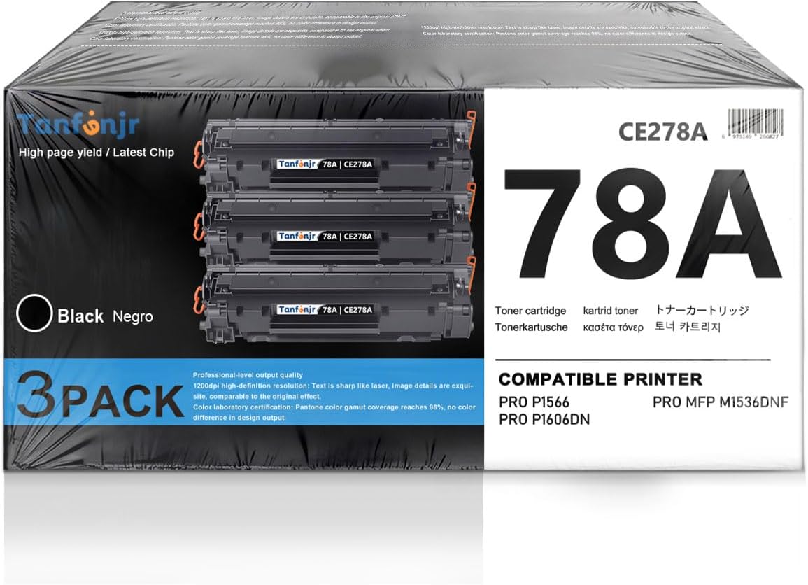 78A CE278A Toner Cartridge Compatible Replacement for HP 78A CE278A, Work for LaserJet Pro P1606dn P1560 P1606 P1566 P1568 P1569 P1600 Printer (Black, 3-Pack)