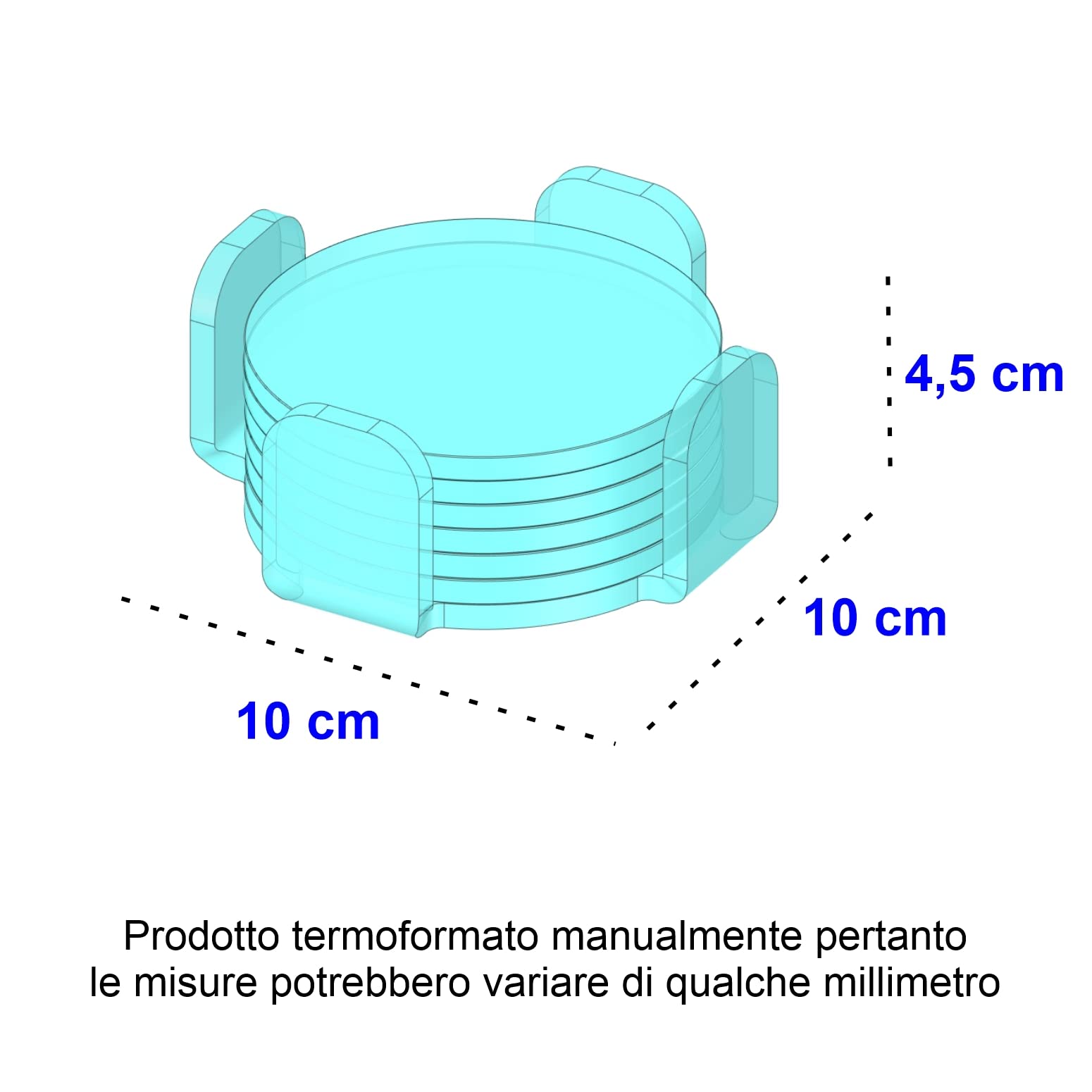 AGPLEX - Set sottobicchieri in vetro acrilico trasparente - Elegante set composto da 6 sottobicchieri e 1 sottobottiglia in acilico trasparente - Dischi da 85mm di diametro