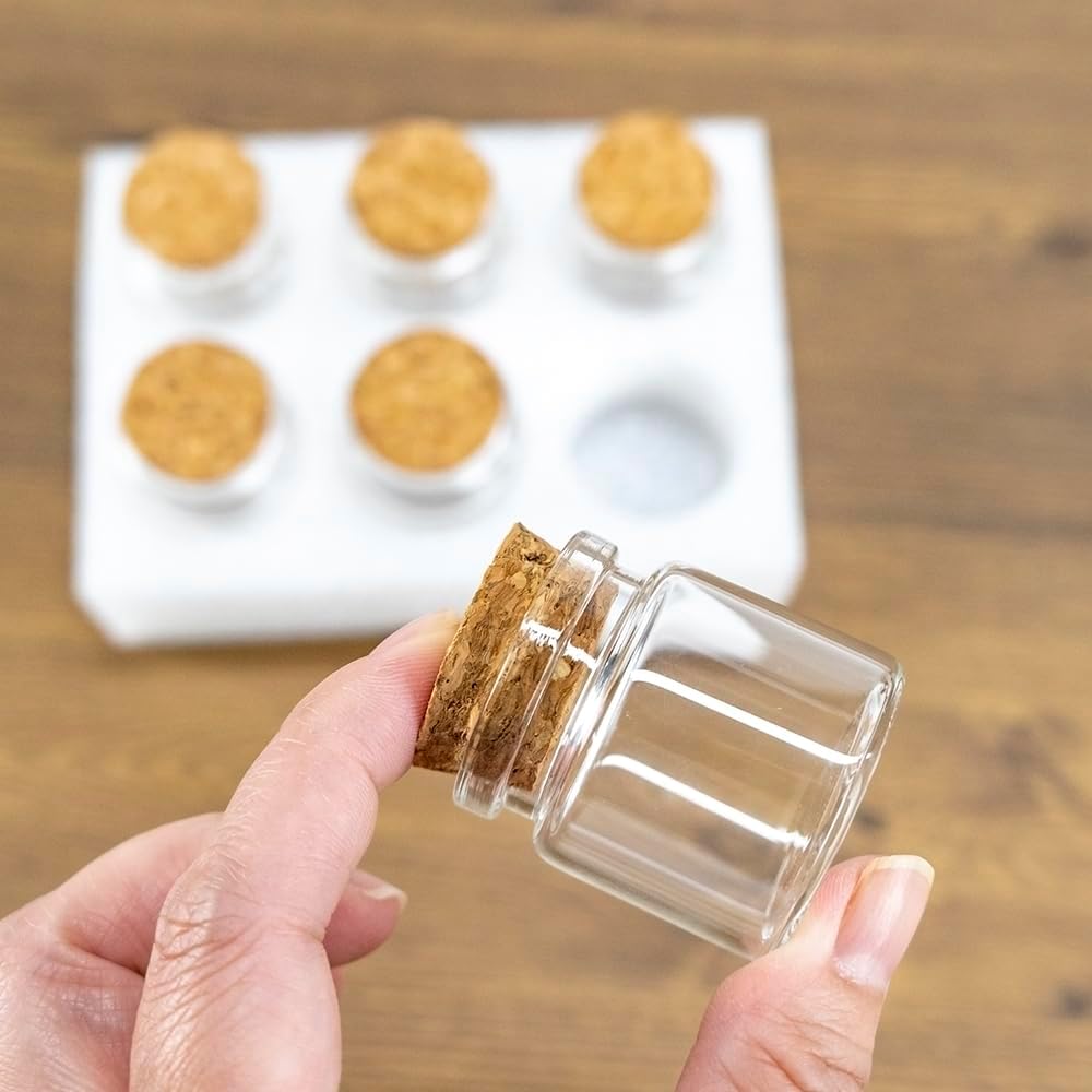 6Pcs Small Glass Jars with Cork Stoppers Mini Vials Bottles Clear Empty Wishing Bottle-0.67 oz