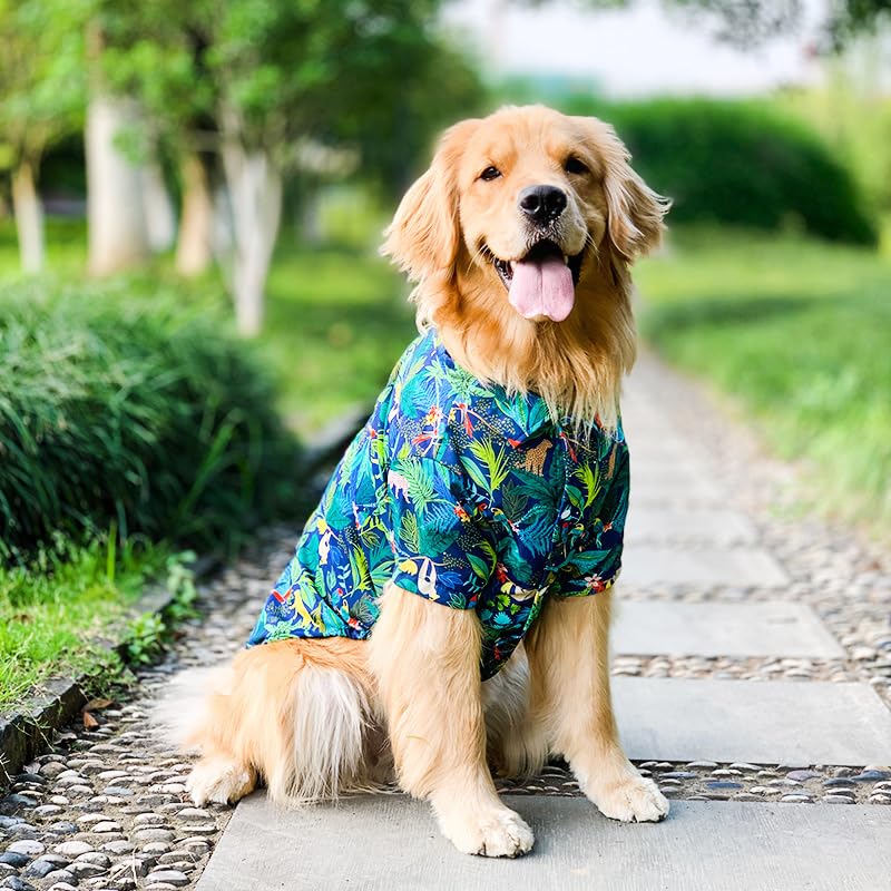 BT Bear Dog Hawaiian Shirts, Dog Summer Clothes Breathable Dog Cotton T-Shirts for Medium Dog Large Dogs (5XL, Dark Blue) - Image 2