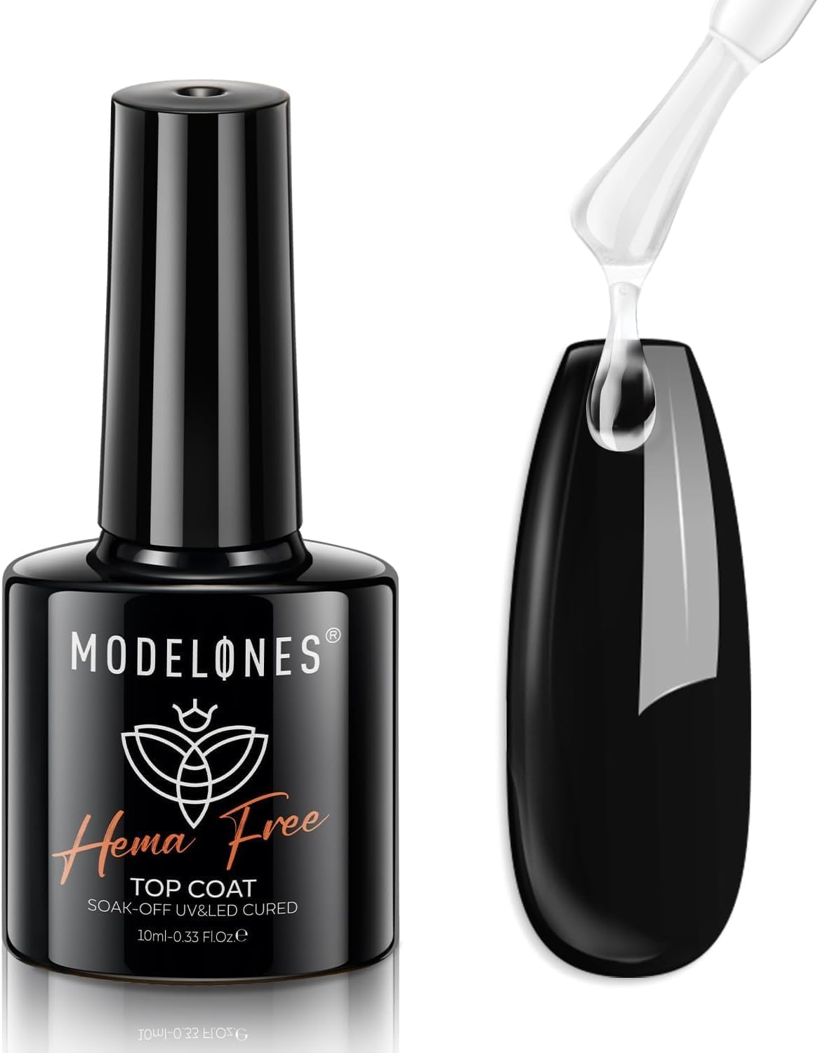 Modelones No Wipe Top Coat Gel de Finition Vernis Gel UV Brillant Ultime pour Vernis Semi Permanent Nail Art 10ml