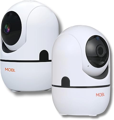 MOBI MobiCam HDX Smart HD Wi-Fi Pan y cámara de monitoreo de inclinación para el hogar, paquete de 2 unidades, sistema de monitoreo para el hogar
